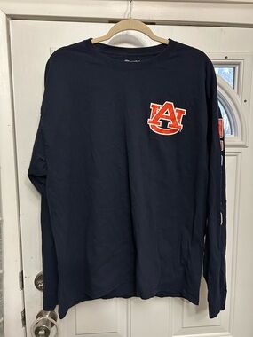 Champion Navy Long Sleeve Tee with Orange & White AU Logo